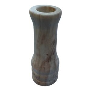 Hand Crafted Fruitwood Wood Vase Candleholder signed 7” tall unfinished